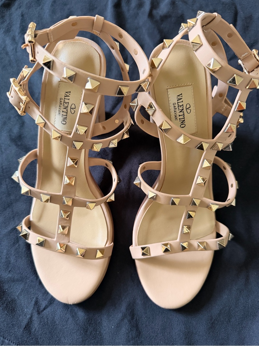 Valentino Garavani Nude Pink Rockstud Strappy Heels
